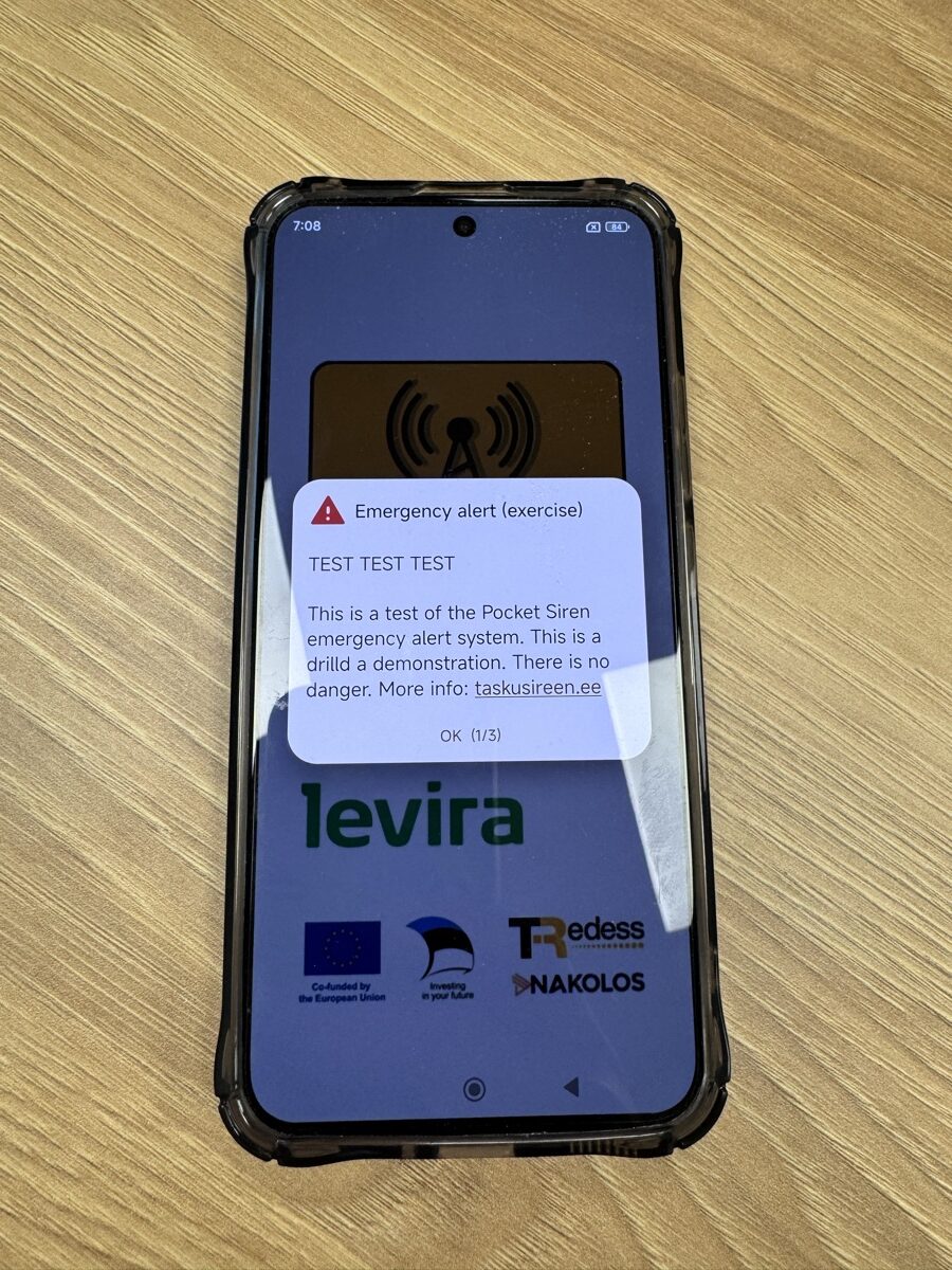 Testteade telefoni ekraanil